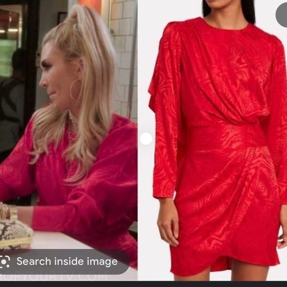 NWT RONNY KOBO Red Shanaya Mini Dress Long Sleeve Draped Small Tinsley Mortimer - Picture 3 of 14